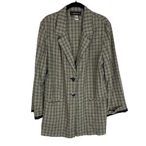 Vintage Sag Harbor plaid two button linen blend blazer